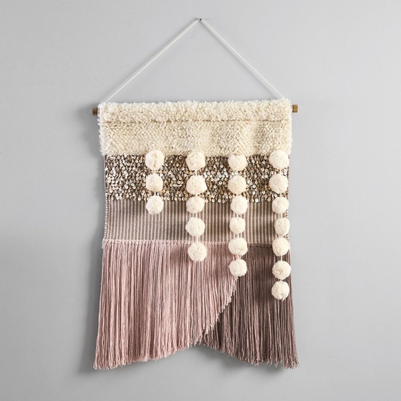 LARGE West Elm X Pottery Barn Woven Wall Hanging Blush Pink Tapestry NEW in BOX - Picture 1 of 8